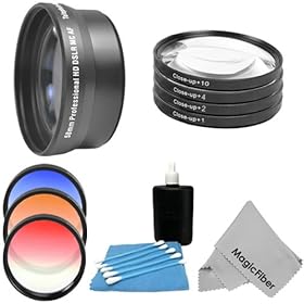 Essential Kit for CANON Rebel (T3i T3 T2 T2i T1i XT XTi XSi XS), CANON EOS (1100D 600D 550D 500D 450D 400D 350D 300D 7D 60D) - Includes: 58MM 2.0X Telephoto High Definition Lens + 58MM Macro Close-Up Set (+1,+2,+4,+10) + 58MM Graduated Red, Blue and Orange Color Filters + Deluxe Cleaning Kit + Premi