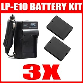 Must Have Accessories Kit For Canon EOS Rebel T3 1100D Digital Camera Includes Extended Replacement LP-E10 Battery (2Pack) + Ac/Dc Travel Charger