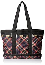 LeSportsac Medium Travel Tote Bag, Cozy Plaid Black, One Size
