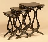 Butterfly Hand-pntd Nstng Tbls Set Of Three Black