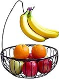 DecoBros Wire Fruit Tree Bowl with Banana Hanger, Bronze