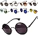 FUNOC Womens Mens Unisex Round Retro Vintage Sunglasses Circle Mirror Lens (Gold Black)