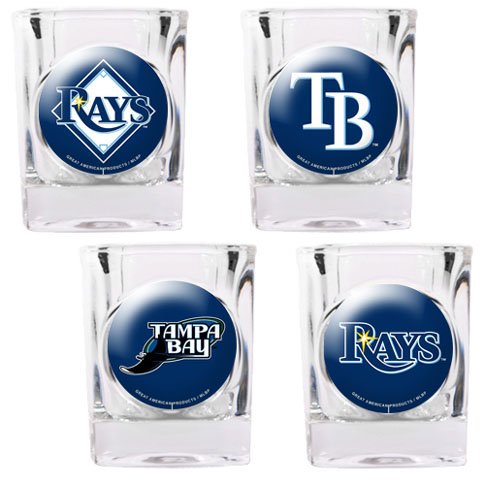 MLB Tampa Bay Rays Four Piece Square Shot Glass Set (Individual Logos)