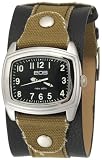 EOS New York Unisex 92LBLKGRY Fuse Two Tone Leather Strap Watch