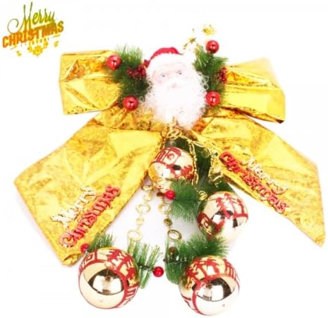 Santa Claus Ball Bow Ornament Christmas Tree Hanger Golden