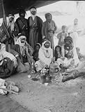 1898 ARABS MAKING COFFE SMOKING HOOKAH JERUSALEM PHOTO