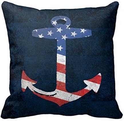 Vintage Patriotic American Flag Anchor Nautical Us Pillow Case
