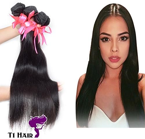 T1 Hair Best Quality 100% Unprocessed Brazilian Virgin Straight Human Hair Weave Extension Natural Black 3 Bundles 14 16 18inch