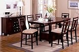 Dark Walnut Finish 7pc. Counter Height Dining Set w/ Storage