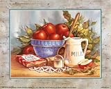 Cookbook/Apples HIGH QUALITY CANVAS Print With Light Added BRUSHSTROKES Peggy Thatch Sibley 10x8