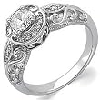 14K White Gold Vintage Style Semi-Mount Diamond Engagement Ring (Center stone is not included)