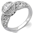 14K White Gold Vintage Style Semi-Mount Diamond Engagement Ring (Center stone is not included)