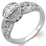 14K White Gold Vintage Style Semi-Mount Diamond Engagement Ring (Center stone is not included)