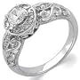 14K White Gold Vintage Style Semi-Mount Diamond Engagement Ring (Center stone is not included)