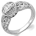 0.10 Ct.T.W. Round Brilliant Cut Diamonds, 14K White Gold. Vintage Style Diamond Engagement Ring, Semi-Mount Setting (Center stone is not included)