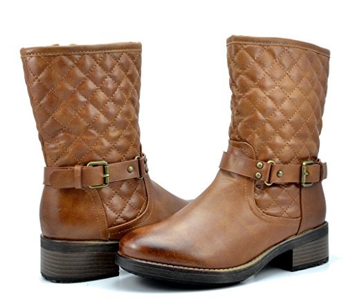 DREAM PAIRS Women's Fashion Fur Lining Mid-Calf Lady Riding Boots
