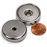 CMS Magnetics Neodymium Round Base Magnet w/Countersunk Hole for#10 Bolt - 70 LBS PULL 1.26" in Dia 2 Ct.
