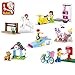 Sluban 6set Building Block Girl's Dream of Skateboard Dog House Pet Beauty Salon Mailbox Horse Gas Station B0512-18 150pcs 6dolls