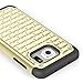 Galaxy S7 Edge Case, RANZ Black/ Gold Spot Diamond Studded Bling Crystal Rhinestone Dual Layer Hybrid Cover Silicone Rubber Skin Hard Case For Samsung Galaxy S7 Edge