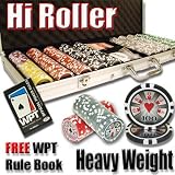 500 Hi Roller Poker Chip Set with Free WPT Rule Book. 14 Gram Heavy Weighted Poker Chips.