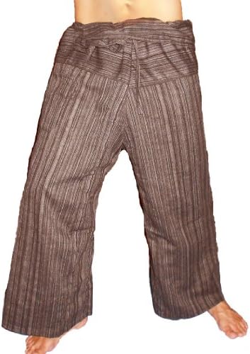 100% Heavy Cotton Thai Fisherman Pants Yoga Pregnancy Pants Striped - Indigo