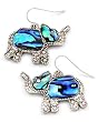 Green Abalone Shell Elephant Dangle Earrings Fashion Jewelry