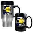 Indiana Pacers NBA Stainless Steel Travel Mug & Black Ceramic Mug Set - Primary Logo by Great American Products