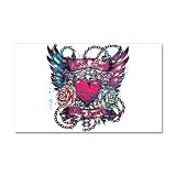 22 x 14 Wall Vinyl Sticker Look After My Heart Roses Chains and Angel Wings