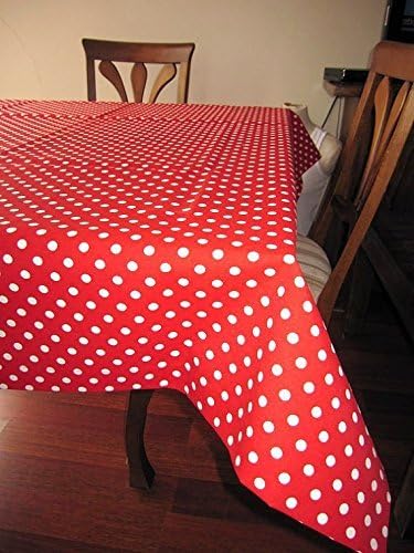 Handmade Green Polka Dot Tablecloth - Red Polka Dot Tablecloth