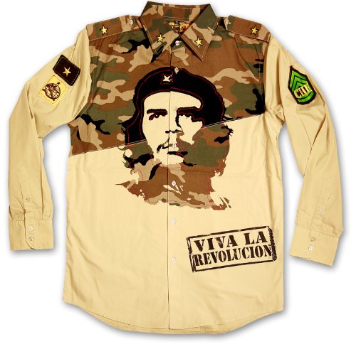 Che Guevara Store Men's Military Shirt Long Sleeve Khaki Che Guevara
