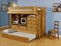Twin Full Size Bunk Bed in Rustic Pine Finish - All in One Bunk Bed with Chair