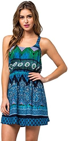 PATRONS OF PEACE Skater Dress, Blue Combo, Medium