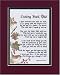 Looking Back, Dad Touching 8x10 Poem, Double-disheveled in Burgundy Over Dark Green and Enhanced with Watercolor Graphics.