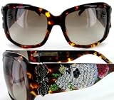 Ed Hardy Skull and Roses Wraparound Sunglasses: Tortoise/Brown Gradient