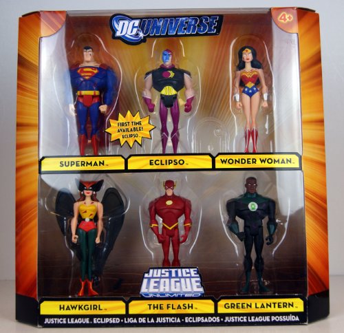  DC Universe Justice League Unlimited Exclusive Action Figure 6Pack Justice League Eclipsed Superman, Wonder Woman, Hawkgirl, The Flash, Green Lantern Eclipso