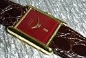 Antique/Vintage: Uni-Sex Cartier Watch Vermeil Dark Red Dial Swiss Manual Wind Movement Ca.1980