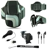 Black Adjustable Deluxe Sportband / Workout Armband with Adaptable Neck Str ....