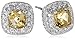 Amazon Collection Sterling Silver, Gemstone, and Created White Sapphire Cushion Stud Earrings
