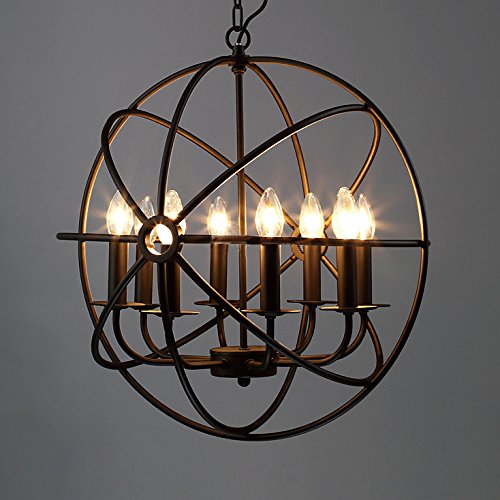 Industrial Vintage Retro Pendant Light LITFAD 21" Edison Metal Globe