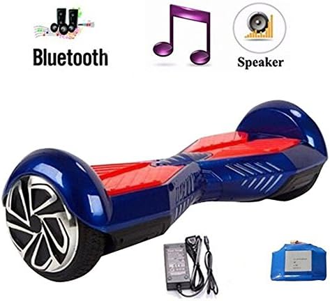 Rue Hoverboard - 2 Wheel Self Balancing 6.5" Scooter with Bluetooth Speakers, & LED Front Lights USA Provider (Blue with Red)