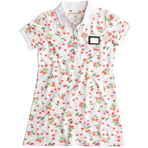 PHILIPP PLEIN >> Polo-Longshirt 140 weiss-rot