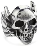 King Baby Winged Skull Sterling Silver Ring, Size 10