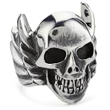 King Baby Winged Skull Sterling Silver Ring, S