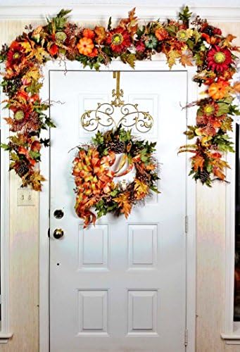 Handmade Fall Sunflower Pinecone Gourd Pumpkin Garland - Extra Long Fall Swag - Pumpkin Sunflower Garland - Ten Feet Long