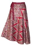 Swing A-line skirt/Red w Gold Pattern