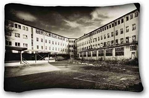 Custom ( City building abandoned area photo black and white background wallpaper ) Zippered Body Pillow Case Cover Size 20"X30" suitable for Twin-bed PC-Purple-35305