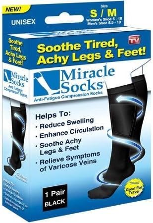 Miracle Socks Anti- Fatigue Compression Socks - Black, Small/Medium by Miracle Socks