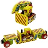 Bigjigs Single Wooden Train Rolling Stock (Bulldozer Low Loader)