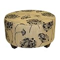 Queen Anne's Lace Round Ottoman - Black/ Beige