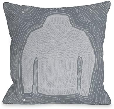 Bentin Home Decor White Sweater Island Throw Pillow by Michael Sanderson, 16"x 16", Gray